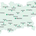 Karte zum Geschäftsgebiet der PSD Bank München